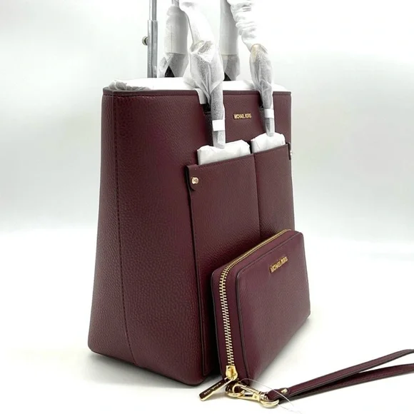 Michael Kors Jet Set Medium Pocket Tote Bag & Large Flat Mf Phone Case Wallet